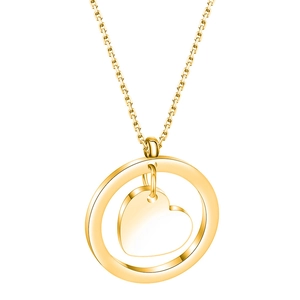 Minimalist Stainless Steel Round Hollow Circle Heart Pendant Necklace For Women Initial Letter Style Fashion Jewelry Gift