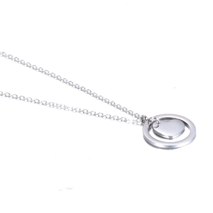 Minimalist silver stainless steel hollow heart pendant necklace with round circle