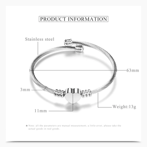 Technische tekening met 63mm binnendiameter en 3mm kabelbreedte van de hartbedelarmband