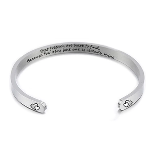 Minimalist Stainless Steel Engraved Quote Open Cuff Bracelet For Women Inspirational Jewelry Gift Silver Polished Bangle