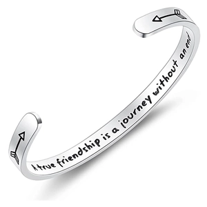 Personalized Stainless Steel Cuff Bracelet For Women Laser Engraved Inspirational Quote Minimalist Polished Silver Jewelry