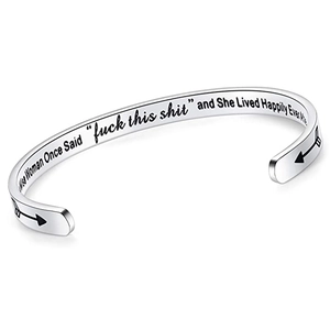 6mm stainless steel engraved bracelet with motivational quote and arrow accents