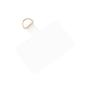 Transparent TPU phone tether tab with durable gold D-ring for secure lanyard attachment