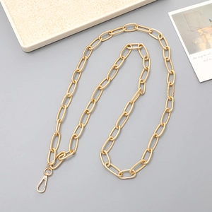 Crossbody handmade gold aluminum chain phone lanyard with textured links and lobster clasp