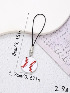 Detailansicht eines Mini-Baseball-Anhängers mit roten Nähten, 1,7 cm Durchmesser mit Kordel