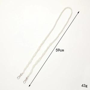 59cm woven pearl phone strap with silver lobster clasps and elegant heart pendant design