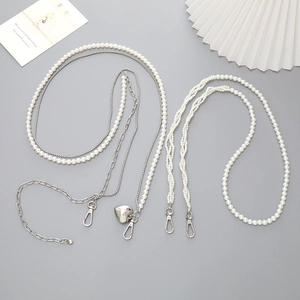 Faux Artificial Pearl Phone Lanyard Bag Chain Heart Pendant Crossbody Metal Hook Decorative Strap For Women Elegant Accessories