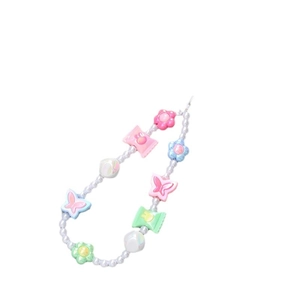 Dragonne de téléphone en perles avec papillons, fleurs et bonbons en résine macaron