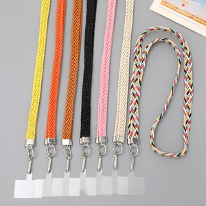 Cordon de Téléphone en Cuir Synthétique Tissé Coréen Chaîne de Téléphone Portable Bandoulière Sangle Anti-Chute Avec Boucle en Métal