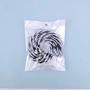 Cordon de téléphone croisé tissé en spirale noir et blanc avec connecteurs argentés