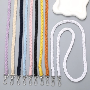 Cordino intrecciato per cellulare con moschettoni in metallo argento in colori assortiti