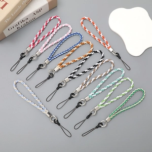 Handwoven Braided Phone Strap Wrist Lanyard Anti-Lost Polyester Cotton Phone Chain For Women Phone Case Decoration Keychain