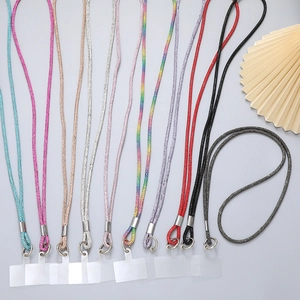 Multiple colors of 6mm rhinestone phone lanyards with silver rings and clear pads