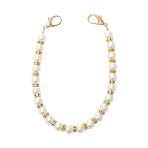 Faux pearl strap with rhinestone gold rings and lobster clasps for handbags