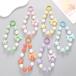 Colorful macaron beaded charms with bow and star details for bags and phone cases