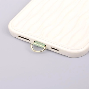 Universal cream phone case with wavy texture and golden D-ring for lanyards