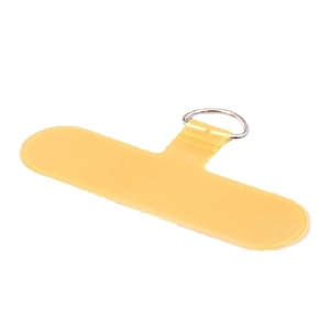 Universal translucent yellow TPU phone tether tab with silver metal D-ring for phone cases