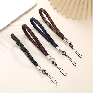 Handwoven Artificial Leather Phone Lanyard Anti-Drop Braided Wrist Strap Keychain For Phone Case Fashion Tech Accessory For Women Men