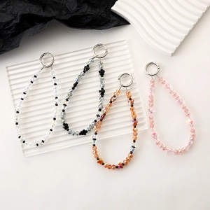 Crystal Beaded Butterfly Keychain Phone Lanyard Handmade Glass Bead Purse Charm Strap Fashion Handcrafted Jewelry Gift Women