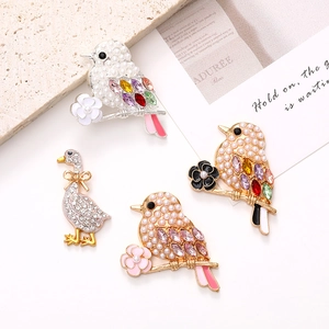 DIY Cute Bird Duck Zinc Alloy Enamel Jewelry Making Charms Artificial Pearl Rhinestone Accessories For Necklace Bracelet Earrings
