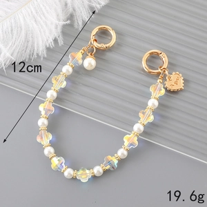 Baroque pearl phone lanyard with clover beads and heart-shaped 'To you' gold charm