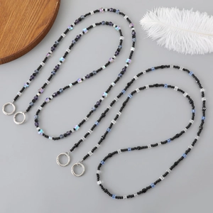 Ins Fashion Acrylic Crystal Beaded Phone Lanyard Butterfly Square Beads Crossbody Chain For Women Bag Charm Strap