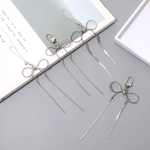 Minimalist Metal Bowknot Pendant With Snake Bone Chain Keychain Phone Chain Bag Accessory For Women Fashion Jewelry