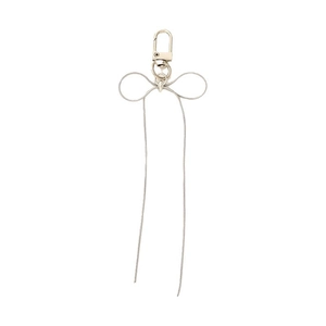Minimalist silver metal snake chain bowknot phone strap and keychain accessory