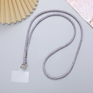 Elegantes lila Strass-Handyband zum Umhängen mit silbernem Metallclip und Pad
