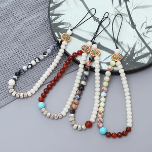 Chinese Style Phone Lanyard Natural Stone Bodhi Beads Phone Strap Agate Bead Wrist Strap For CCD Camera Phone Charm Women
