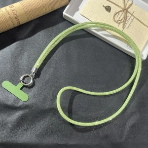 Light green sparkling rhinestone crossbody phone strap with silver ring connector