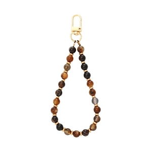 Natural tiger eye stone beaded pendant with golden spacers and a lobster clasp closure