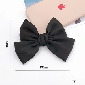 Cute large black bow accessory for beach clogs, lightweight DIY spring clip charm, 130mm