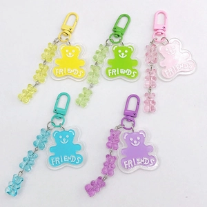 Lot de 5 porte-clés ours colorés avec breloques FRIENDS en acrylique pour sacs
