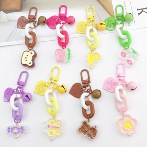 Sets de porte-clés en acrylique coloré avec chaîne cœur et breloques pour sacs et airpods