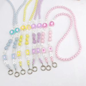 Sweet Colorful Beaded Crossbody Phone Lanyard Chain Heart Butterfly Envelope Beads Strap For Women Fashion Accessory