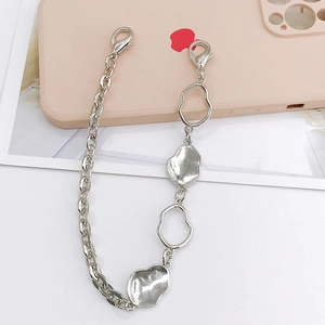 Silver zinc alloy asymmetric chain with irregular links and dual lobster clasps