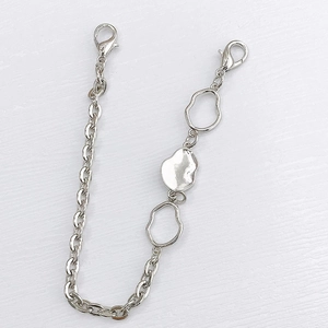 Silver irregular geometric link chain detail with dual metal lobster clasps for DIY accessories