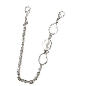 Glossy silver zinc alloy accessory chain with lobster clasps and irregular geometric links