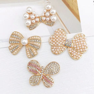 Accessoires nœuds en alliage de zinc avec perles blanches et strass brillants pour DIY