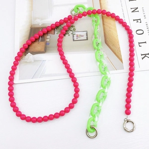 Chaîne de Téléphone en Acrylique Multicolore à Gros Maillons Lanière Amovible Bandoulière Dragonne pour Femme Accessoire de Bijoux de Sac