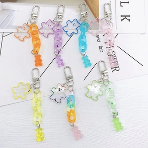Cute Cartoon Gummy Bear Keychain With Acrylic Chain Glitter Bear Bag Charm Pendant For Women Girls Accessory Gift