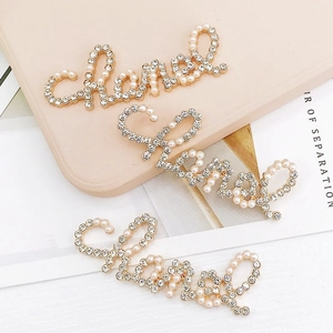 Luxury Alloy Rhinestone Artificial Pearl Letter Flower Bear Charms For DIY Phone Case Shoe Decoration Jewelry Accessories Women Fashion