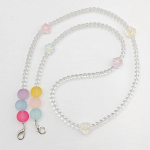 Colorful beaded phone crossbody chain with frosted rabbit and floral charms for women