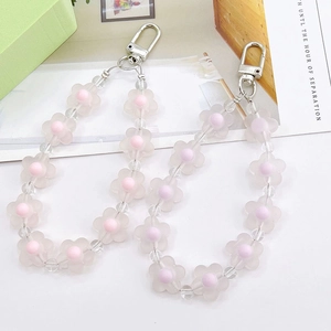 Frosted acrylic flower bead charms with silver lobster clasp for keys and bags