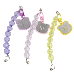 Bijoux de téléphone en perles acryliques avec pendentif miroir ours en plusieurs couleurs
