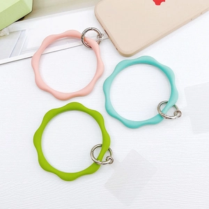 Wave Silicone Phone Wristband Strap With Metal Ring Transparent Card Anti-Loss Hand Keychain For Women Phone Jewelry Decor