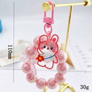 Portachiavi orso con perline perlate rosa, lunghezza 110mm e peso 30g per ragazze