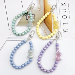 Simpatico Ciondolo per Telefono con Orsetto di Perline in Acrilico Portachiavi in Resina Aurora per Borsa Colori Pastello Donna Ragazze Accessori