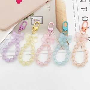 Mermaid Pearlescent Bowknot Beaded Keychain Phone Strap For Women Bag Pendant Accessories Sweet Jewelry Gift
